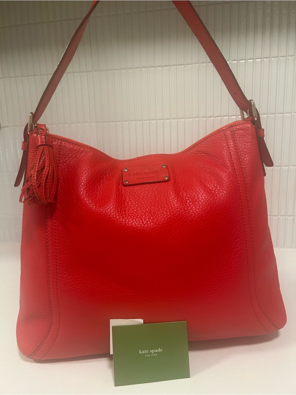 Kate Spade | Cheltenham Large Lucia Shoulder Bag | Persimmon Red - Picture 2 of 15